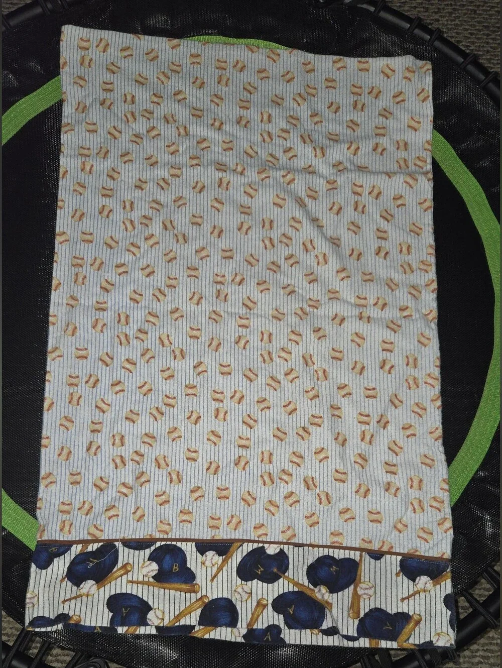 Baseball Print Pillowcase Cover with Navy Helmet Border